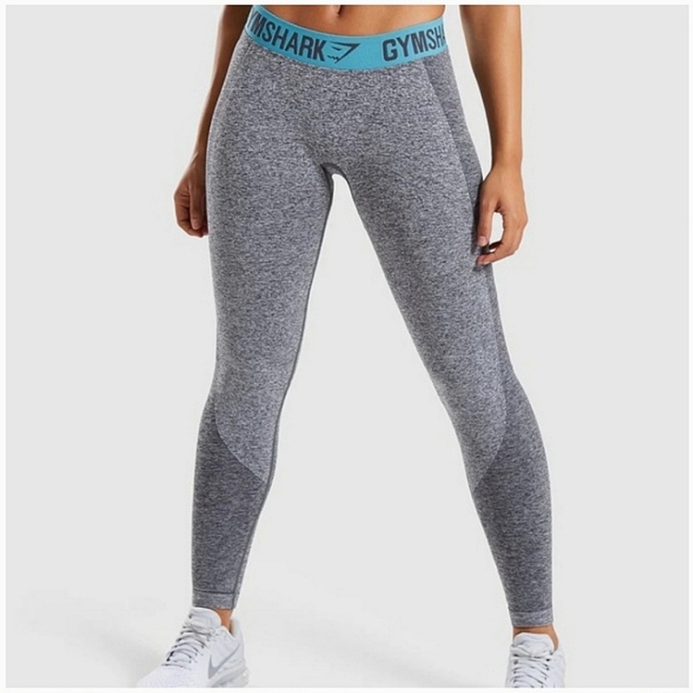 GYMSHARK Flex Leggings in Charcoal Grey Marl/ Dusky Teal